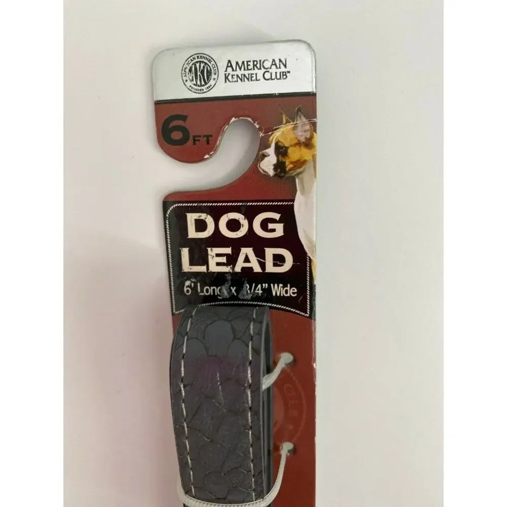 American Kennel Club Gray Pleather Dog Lead Leash 6 Feet Long NEW Puppy Gift